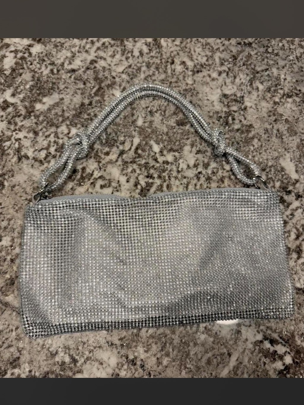 Silver Crystal Mesh Shoulder Bag